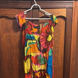Jams World Red and Yellow Flutter Sleeve Blouse